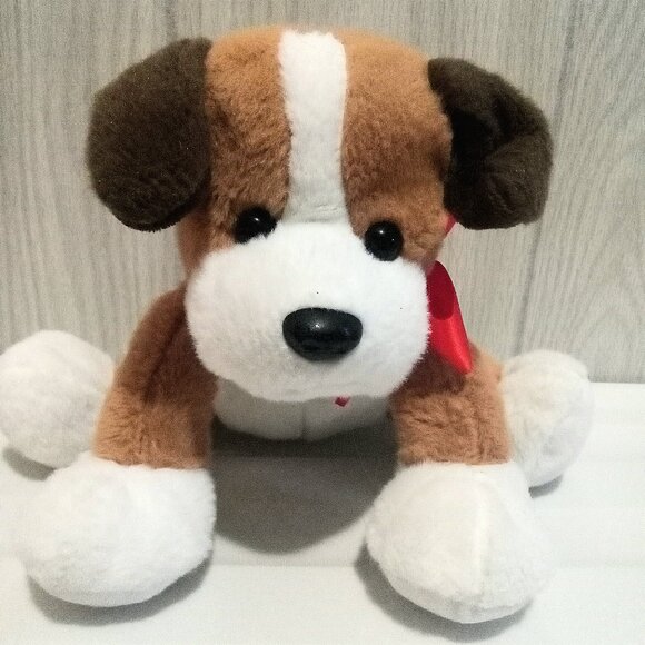 Animal Adventures Stuffed Dog Cute Red Ribbon Plush Kid's Children's Toy Plushie - Picture 1 of 5